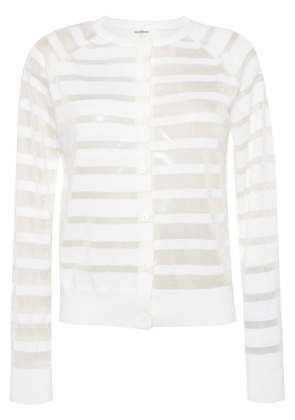 Onefifteen striped long-sleeve cardigan - White