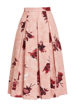 ERDEM pleated rose-print skirt - Pink