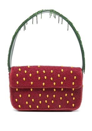 STAUD Tommy beaded strawberry-motif shoulder bag - Red