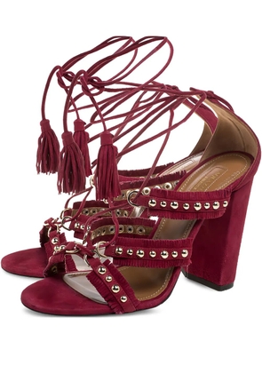 Aquazzura pre-owned 105mm tassel studded sandals - Red