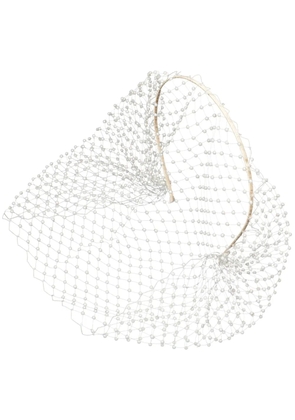 Jennifer Behr Britton faux pearl-embellished voilette - Neutrals