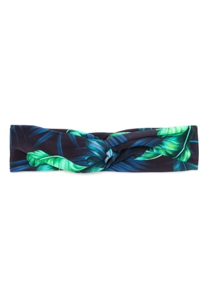 Lygia & Nanny Bethania leaf-print twisted head band - Blue