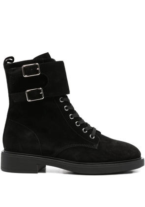 Gianvito Rossi 35mm Ripley double-buckle suede boots - Black