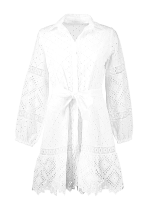 Temptation Positano Palestina eyelet-embroidered belted dress - White