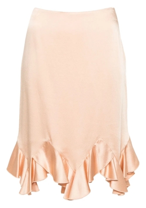 Stella McCartney ruffled satin midi skirt - Neutrals