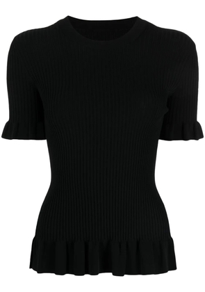 JNBY ruffle-trim ribbed knitted top - Black