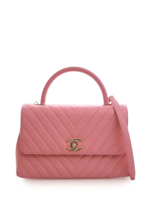 CHANEL Pre-Owned 2019 Small Caviar Chevron Coco Top Handle Bag satchel - Pink