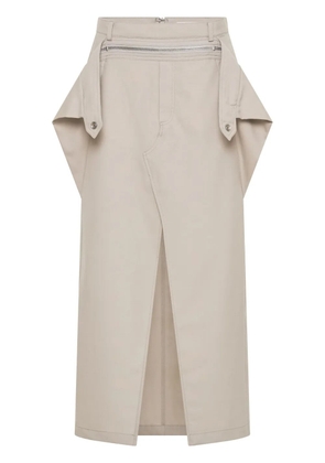 Dion Lee zip-detail wool midi skirt - Neutrals