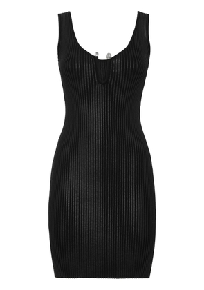 Philipp Plein coated ribbed-knit minidress - Black