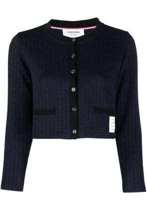 Thom Browne checkered jacquard cropped cardigan - Blue