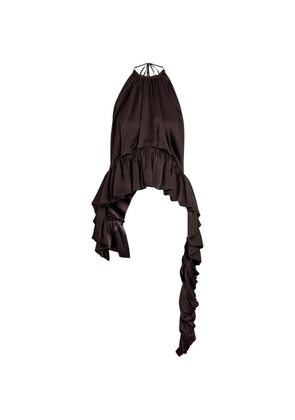 LIBEROWE Tamara pleated asymmetric satin top - Brown