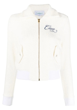 Casablanca embroidered-logo zip-fastening jacket - White