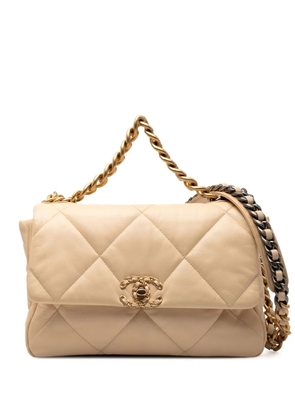 CHANEL Pre-Owned 2020 Large Lambskin 19 Flap satchel - Brown
