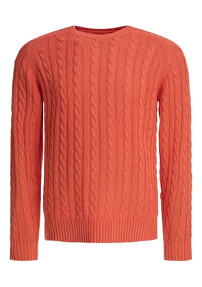 BEAMS PLUS cable-knit crew-neck sweater - Orange
