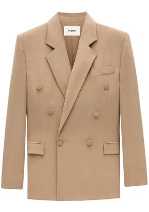 Saint Laurent silk crepe blazer - Neutrals