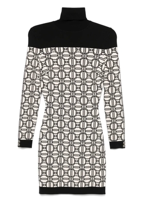 Elisabetta Franchi jacquard-logo roll-neck mini dress - Neutrals
