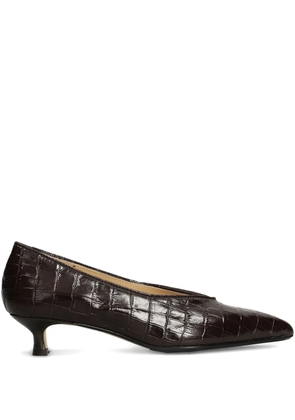 L Arianna pointed-toe crocodile-effect pumps - Brown