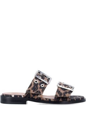 GANNI buckle strap sandals - Brown