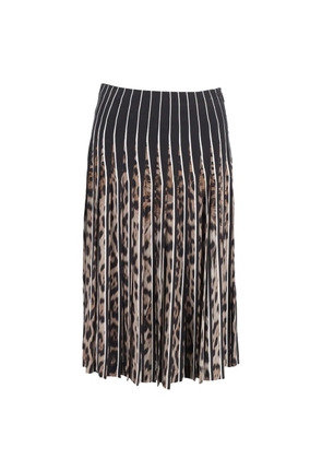 Roberto Cavalli Vintage pleated animal-print skirt - Black