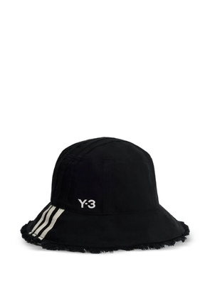 Y-3 striped-logo frayed hat - Black