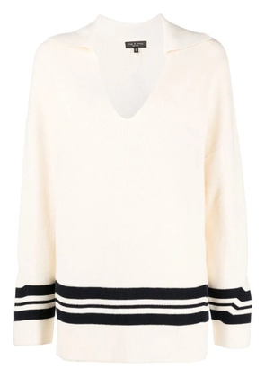 rag & bone stripe-trim oversized jumper - Neutrals