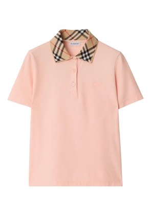 Burberry check cotton polo top - Pink