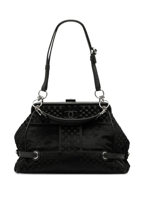 CHANEL Pre-Owned 2005-2006 CC Check Embossed Velvet Belted Side Frame Bag shoulder bag - Black