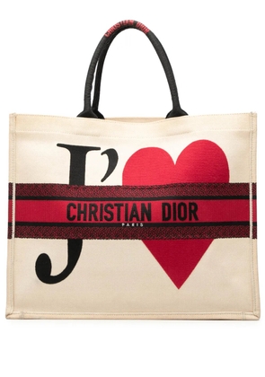 Christian Dior Pre-Owned 2019 DiorAmour Large Embroidered Canvas Je T aime Book tote bag - White