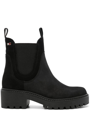 Tommy Hilfiger logo-plaque suede boots - Black