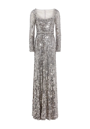 Jenny Packham Kestra sequin-embellished maxi dress - Silver