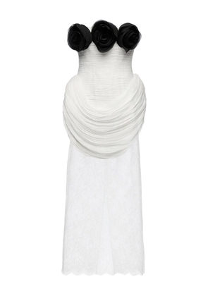 Ana Radu rose-embellished pleated dress - White