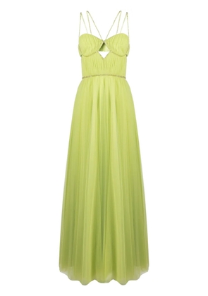 Rayane Bacha Winnie bead-trim tulle maxi dress - Green