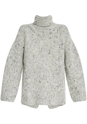 GANNI rear slit roll neck sweater - Grey