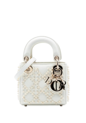 Christian Dior Pre-Owned 2021 Micro Lambskin Cannage Pearl Lady Dior satchel - White