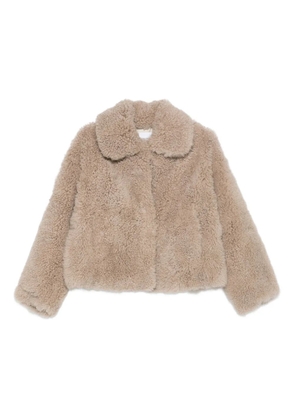 Yves Salomon teddy-collared jacket - Neutrals