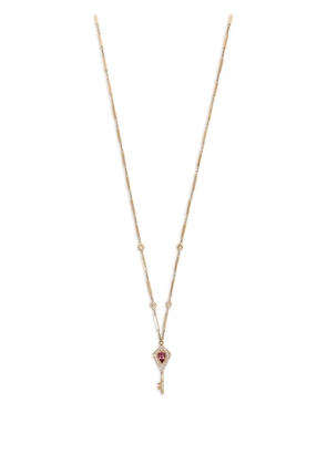 Jacquie Aiche 14K yellow gold pink tourmaline and diamond key pendant necklace
