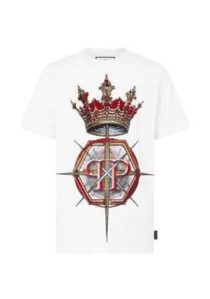 Philipp Plein rhinestone crown-print T-shirt - White