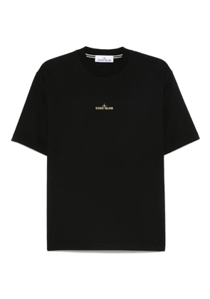 Stone Island logo-embroidered cotton T-shirt - Black