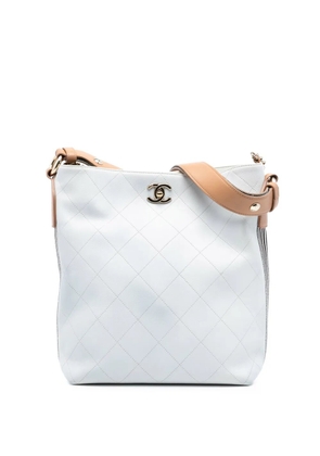 CHANEL Pre-Owned 2019 Large Stitched Calfskin Button Up hobo bag - White