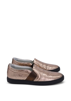 Lanvin Pre-Owned snakeskin-embossed slip-on sneakers - Gold