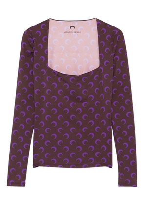 Marine Serre moon-print square-neck top - Brown