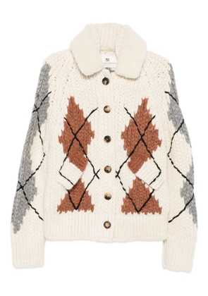 Ermanno Scervino shearling-collar cardigan - Neutrals