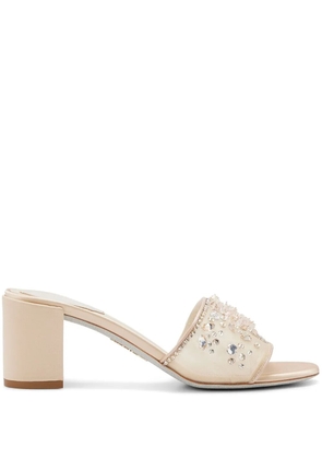René Caovilla 80mm crystal-embellished mules - Neutrals