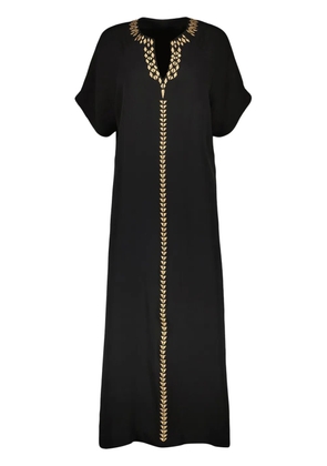 Yves Salomon embroidered silk dress - Black