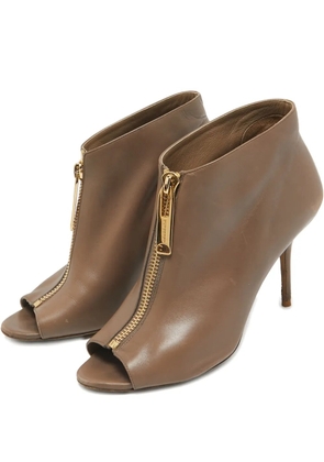 Burberry Pre-Owned 110mm zip-up peep-toe boots - Brown