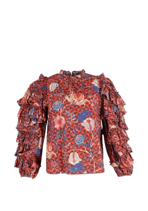 Ulla Johnson ruffled-sleeve top - Red
