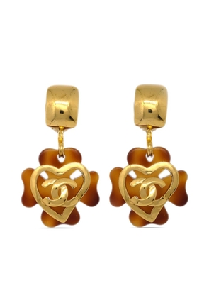 CHANEL Pre-Owned 1995 clover CC clip-on earrings - Gold