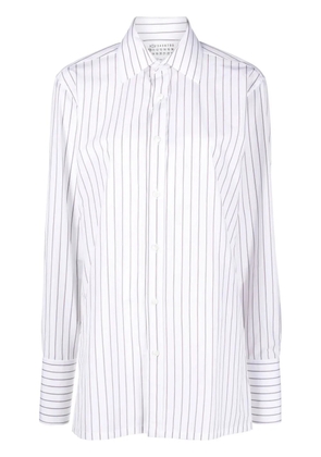 Maison Margiela long-sleeve pinstripe-pattern shirt - White