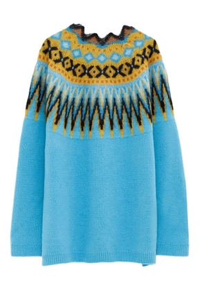 LOEWE fairisle-pattern round-neck sweater - Blue