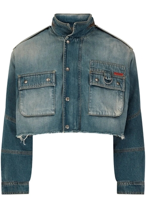 Martine Rose logo-patch denim cropped jacket - Blue